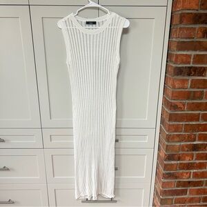 Lulu's Cream Ribbed Sleeveless Midi Dress
